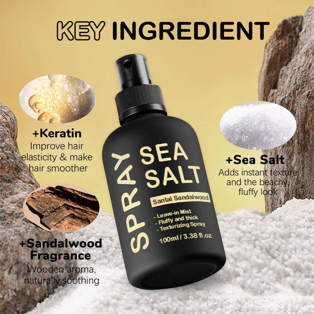 Sea Salt Spray for Hair Men 100ML Hair Styling Spray Improving Volumizing Texturing Natural Sea Salt Nourishing Hair Fixing Care