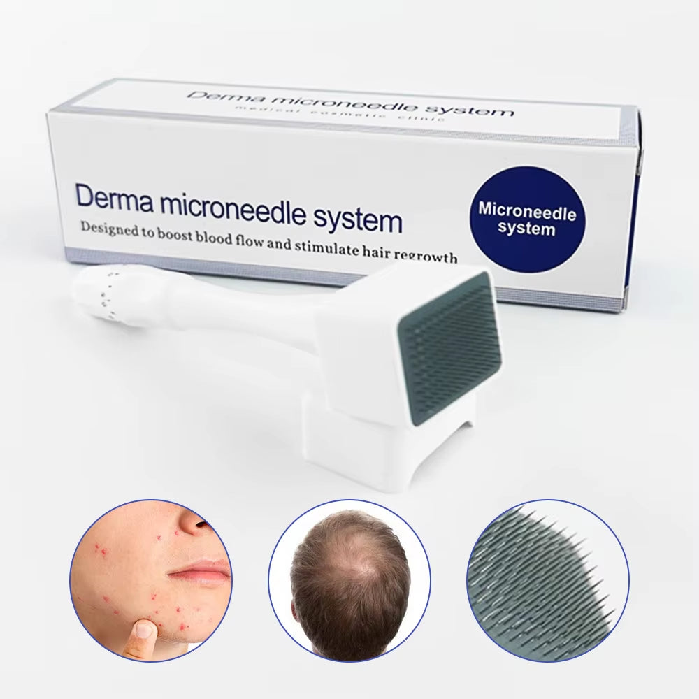 140A/100A Derma Stamp Microneedling Face Roller Massager Adjustable Titanium Needle Length Skincare Beard Growth Scalp Hair