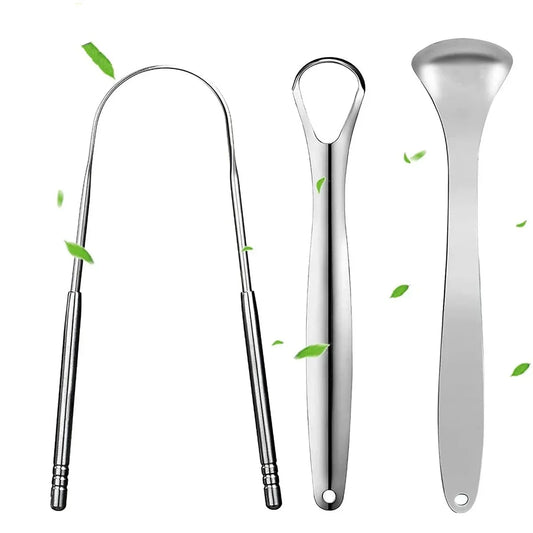 Premium 1Pcs/3Pcs Metal Tongue Scraper Cleaner for Adults & Kids, Portable Stainless Steel Tongue Scrapers Brushes for Removing