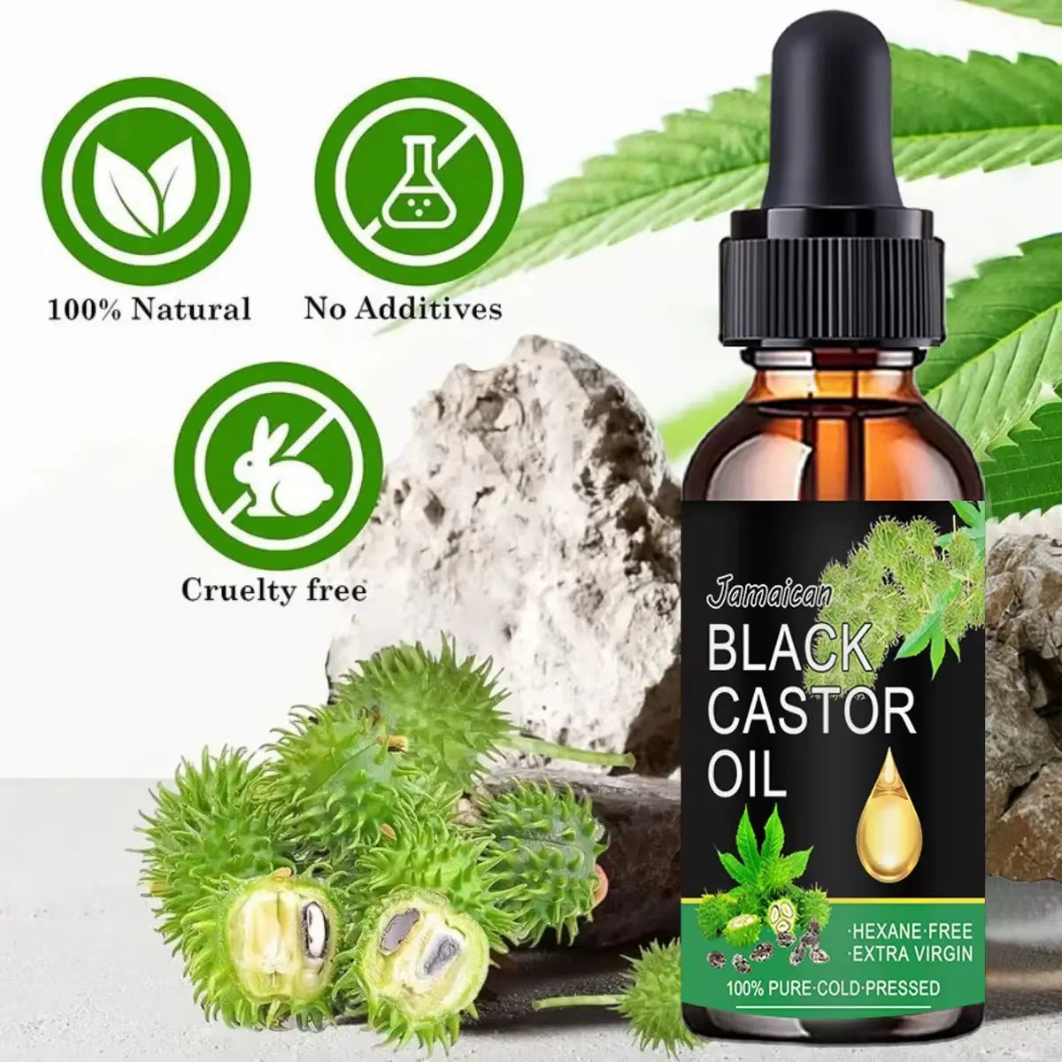 Black Castor Oil Healthy Organic Castor Oil Improves Hair Line Toughness Nourishes the Body Skin Hair Massage Moisturizing 60Ml