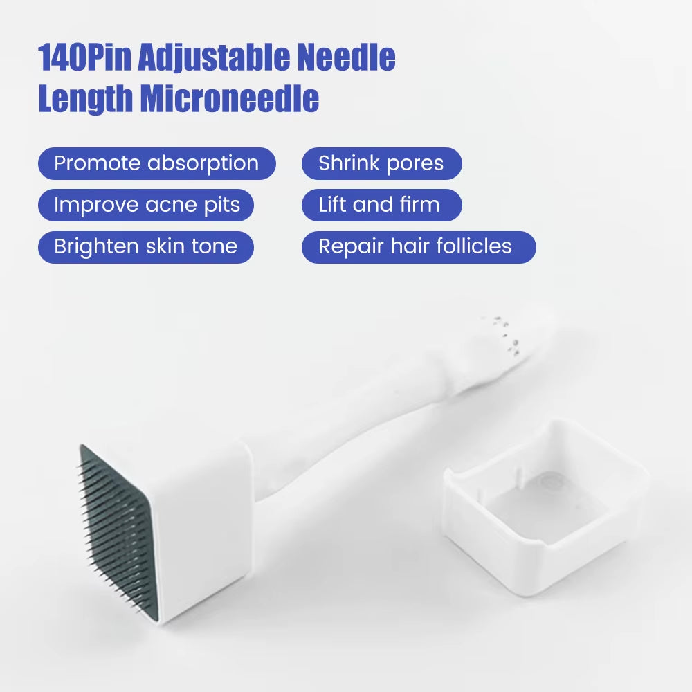 140A/100A Derma Stamp Microneedling Face Roller Massager Adjustable Titanium Needle Length Skincare Beard Growth Scalp Hair