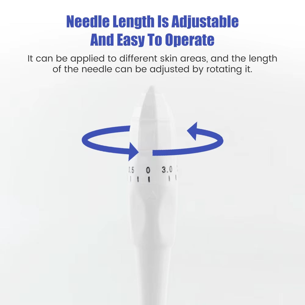 140A/100A Derma Stamp Microneedling Face Roller Massager Adjustable Titanium Needle Length Skincare Beard Growth Scalp Hair